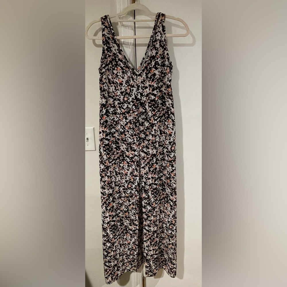 White House Black Market, Floral, high low dress with back cut out.